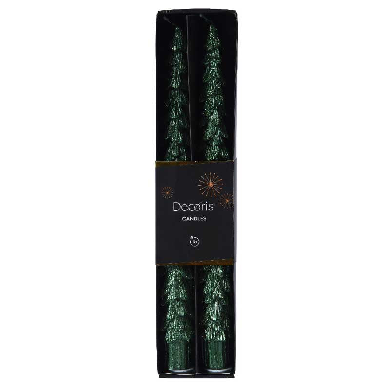 Decoris Green Tree Dinner Candles (Pack of 2) image 0