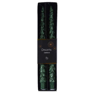 Decoris Green Tree Dinner Candles (Pack of 2) image 1