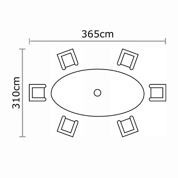 Bramblecrest Wentworth 6 Seat Garden Dining Set in Pewter Rattan with Elliptical Table, 3m Crank Parasol & 15kg Base image 5