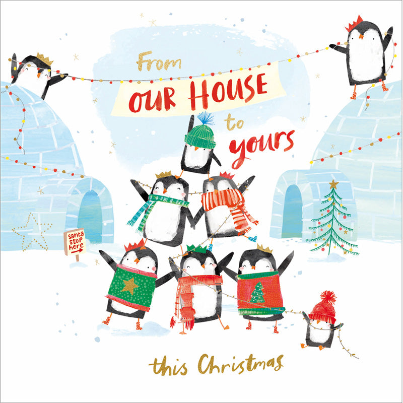 Woodmansterne 2 Penguins From Our House Christmas Card image 0
