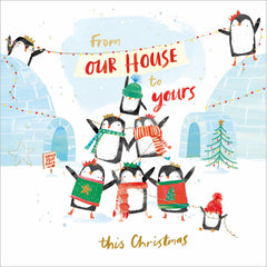 Woodmansterne 2 Penguins From Our House Christmas Card image 0