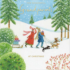 Woodmansterne Man & Woman Walking Grandparents Christmas Card image 0