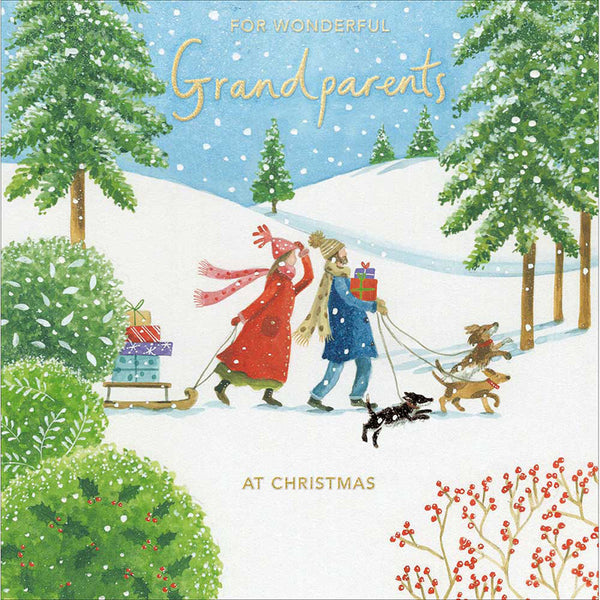 Woodmansterne Man & Woman Walking Grandparents Christmas Card image 0