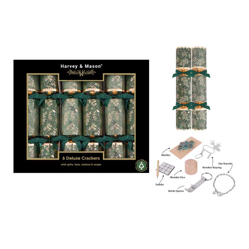 Harvey &amp; Mason 6 Deluxe Green Foliage Crackers image 0