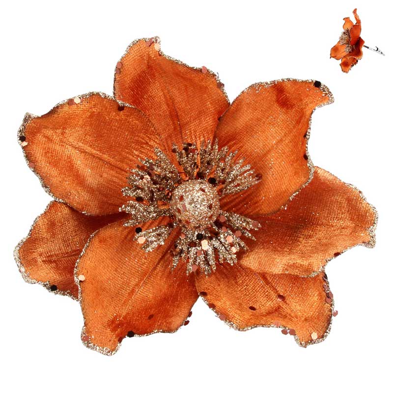Gisela Graham Orange Sparkling Magnolia Clip image 0