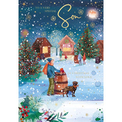Words N Wishes Christmas Market Scene Christmas Card image 0