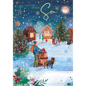 Words N Wishes Christmas Market Scene Christmas Card image 0