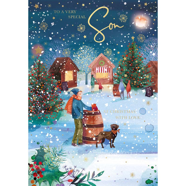 Words N Wishes Christmas Market Scene Christmas Card image 0