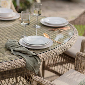 Bramblecrest RHS Rosemoor 6 Seat Elliptical Rattan Garden Dining Set with 3m Parasol &amp; Base image 2