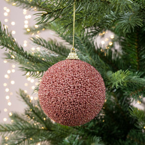 Decoris Foam Bauble with Glitter Beads in Velvet Pink image 1