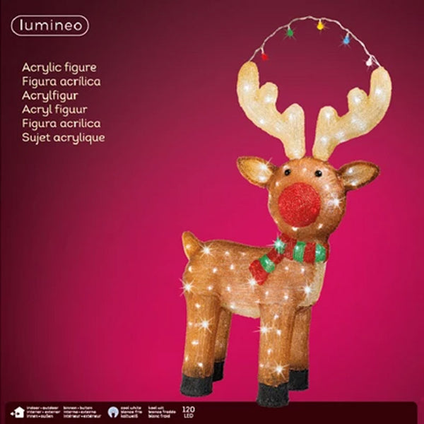 Lumineo LED Flashing Colourful Acrylic Reindeer image 1
