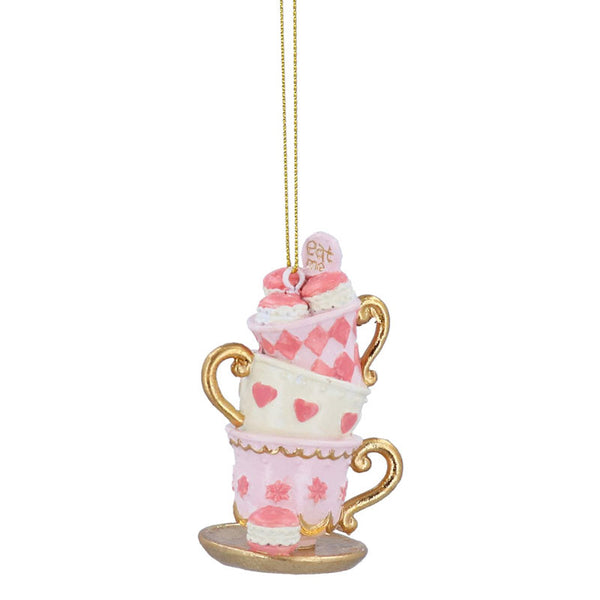 Gisela Graham Resin Tea Cup Stack or Cake with Teapot (Assorted Designs) image 1