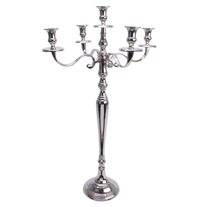 Silver Polished Aluminium Candelabra - 5 Candles image 0