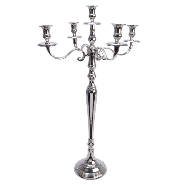 Silver Polished Aluminium Candelabra - 5 Candles image 1