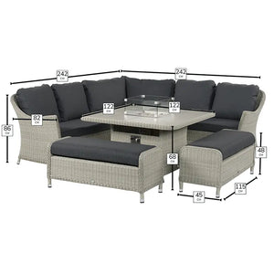 Bramblecrest Monterey Curved Corner Sofa Set in Dove Grey with Square Firepit Table &amp; 2 Benches image 7