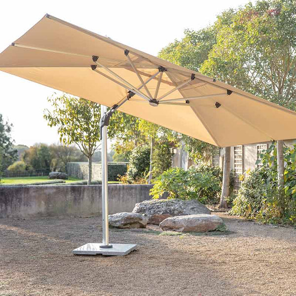 Bramblecrest Worcester 4 x 3m Rectangular Cantilever Parasol in Sand with LED, Granite Base & Cover image 0