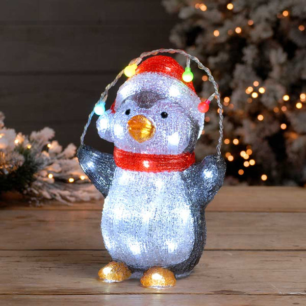 Festive Lit Acrylic Penguin image 0