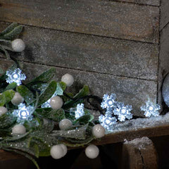 Festive 50 White Snowflake LED String Lights with Timer image 0