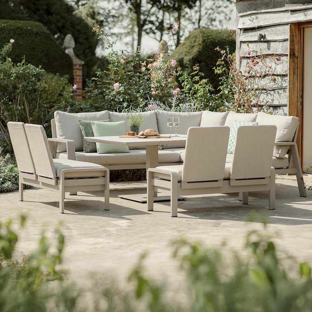Bramblecrest Prague Corner Sofa Set with Square Height-Adjustable Table (Seats 8) image 0