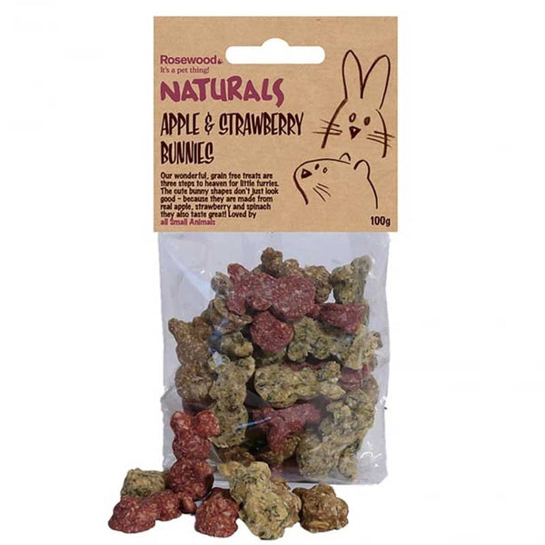 Rosewood Naturals Apple & Strawberry Bunnies 100g image 0