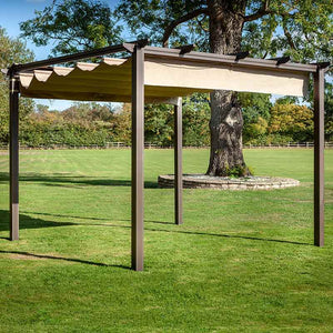 Hartman Roma Square Pergola in Bronze with Caramel Canopy (3m x 3m) image 0