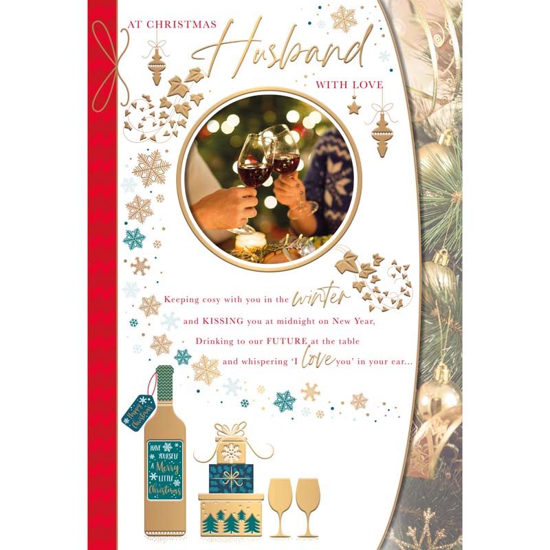Words N Wishes Couple Clinking Glasses Christmas Card image 0