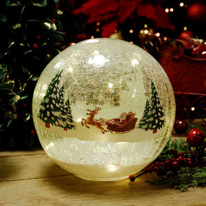 Festive Lit Santa Sleigh Crackle Effect Ball image 0