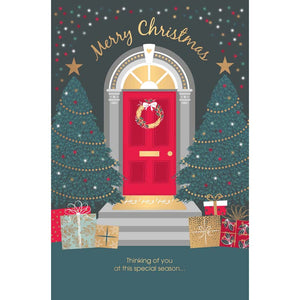 Words N Wishes Red Door & Tree Scene Christmas Card image 0