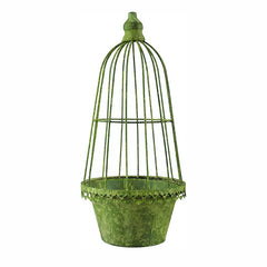 Fallen Fruits Aged Metal Green Flower Pot with Cloche image 1