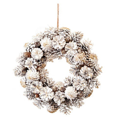 Festive White & Gold Pinecone Wreath image 2