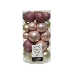 Decoris Shatterproof Baubles in Blush Pink & Pearl (Pack of 30) image 0