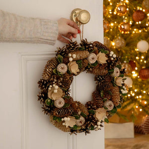 Festive Gold Rose & Pinecone Wreath image 3