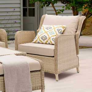 Bramblecrest Somerford Rattan Reclining 3-Seater Sofa &amp; Armchairs Set with Bench &amp; Rectangular Dual Height Table image 3