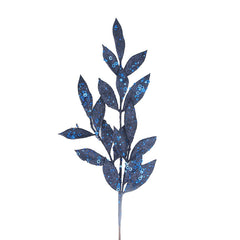 Gisela Graham Blue Glitter Leaf Spray (65cm) image 0