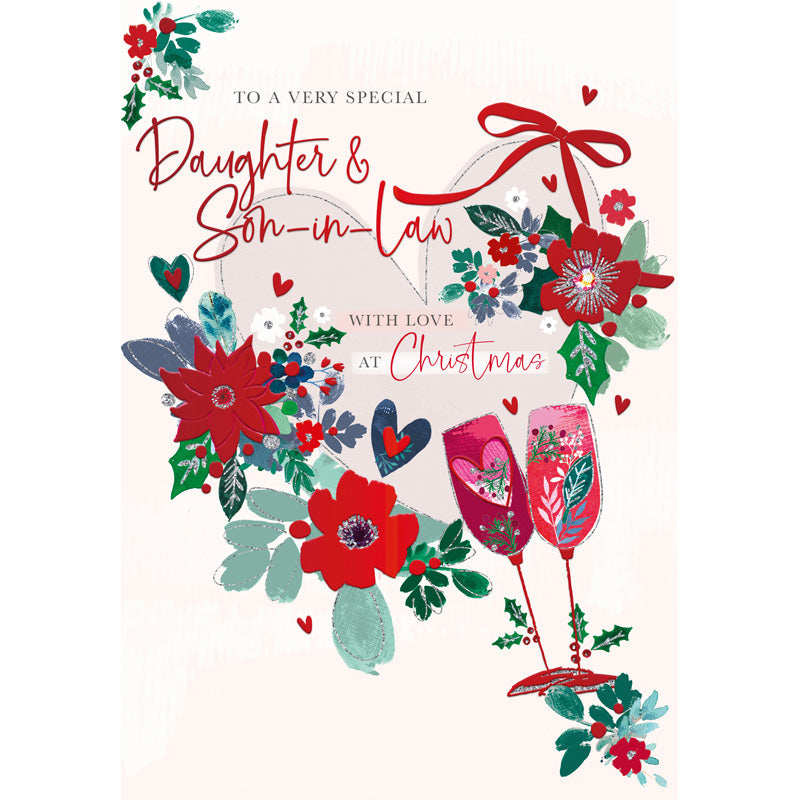 Words N Wishes Champagne Glasses Daughter & Son-In-Law Christmas Card image 0