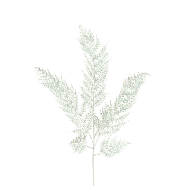 Floralsilk Glittered Silver Leather Fern Stem (86cm) image 0