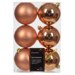 Decoris Shatterproof Baubles in Red Copper (Pack of 6) image 0