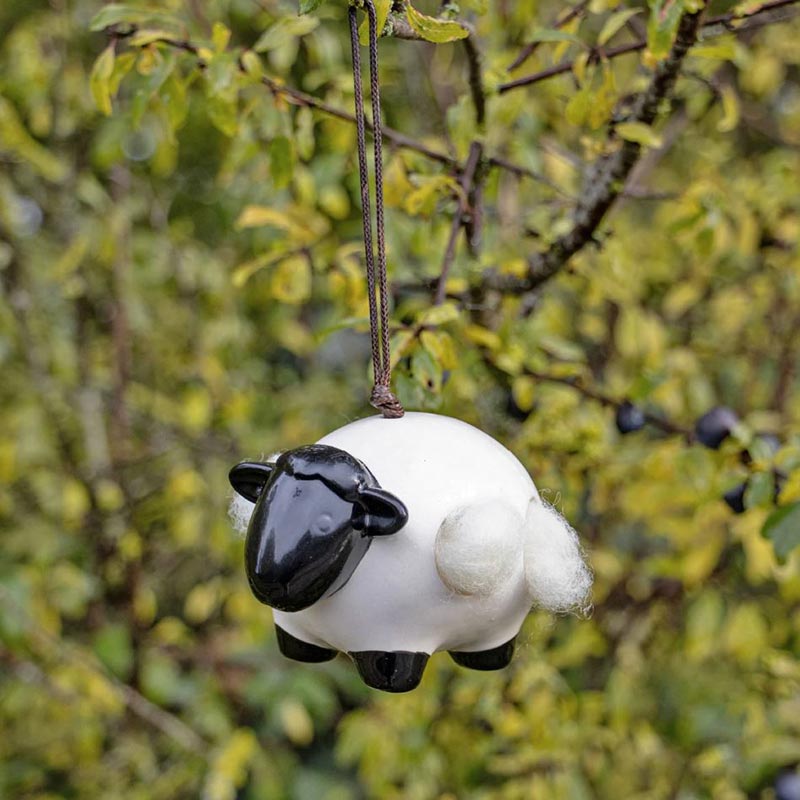 Wildlife World Hanging Ceramic Sheep with Wool image 0