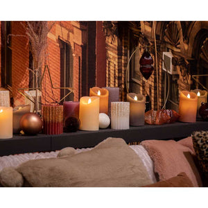 Decoris White Glitter Ribbed Pillar Candle image 1