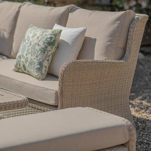 Bramblecrest Chedworth Reclining Corner Sofa with Square Dual Height Table &amp; 2 Benches in Sandstone Rattan image 2