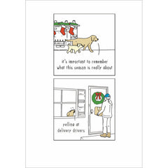 Woodmansterne Dogs Barking At Deli Christmas Card image 0