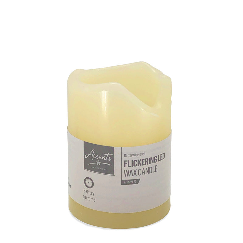 Premier Battery-Operated LED Flickering Wax Candle image 0