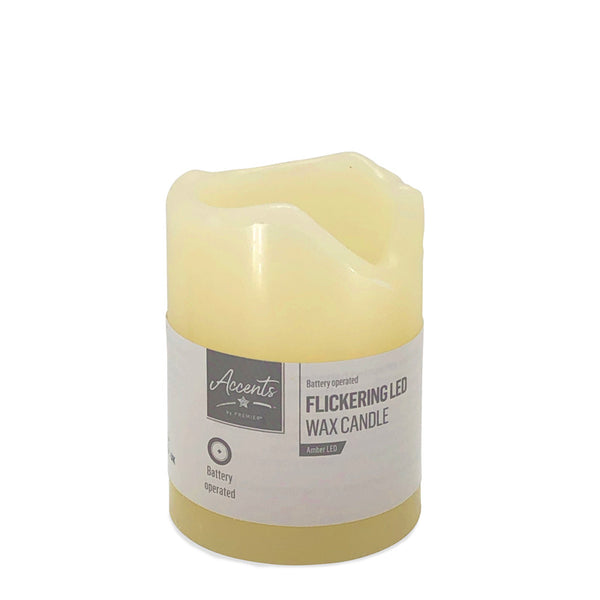Premier Battery-Operated LED Flickering Wax Candle image 0