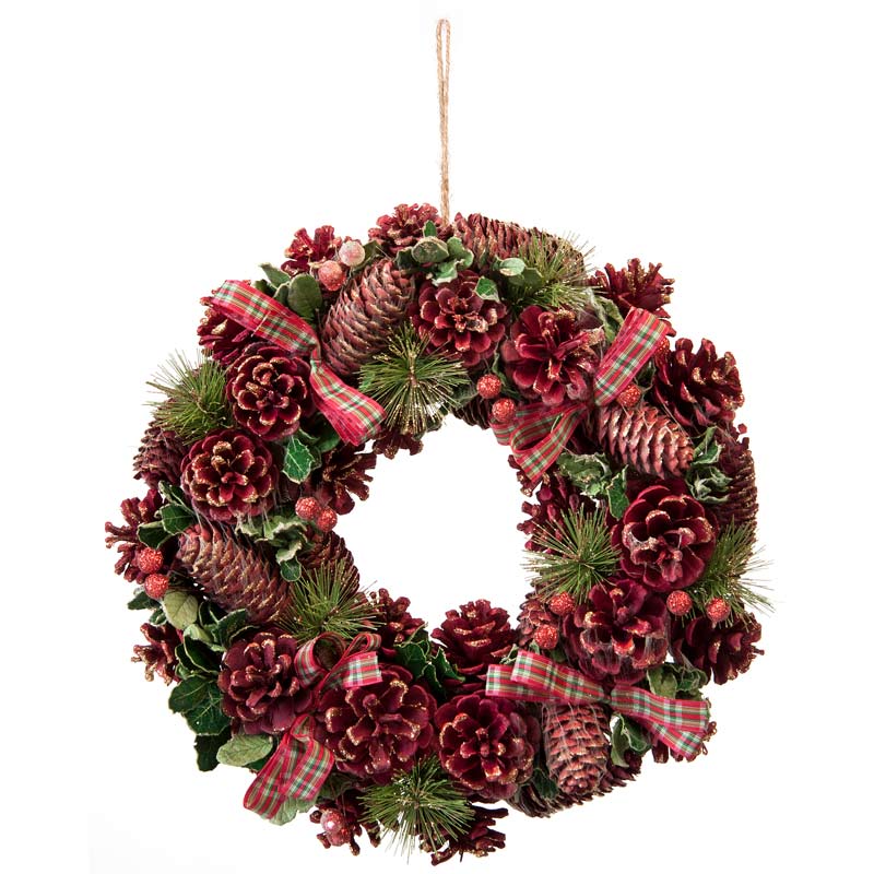 Festive Red Pinecone Wreath image 0