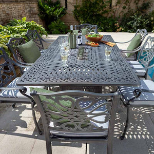 Hartman Capri 8 Seat Patio Dining Set in Antique Grey with Rectangular Table, Parasol & Base image 5
