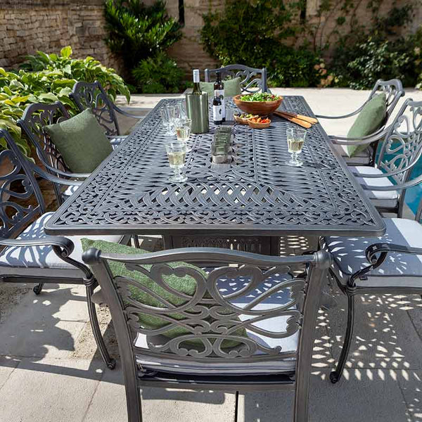 Hartman Capri 8 Seat Patio Dining Set in Antique Grey with Rectangular Table, Parasol & Base image 5