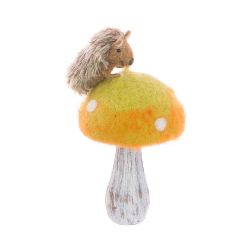 Floralsilk Felt Toadstool with Hedgehog image 0