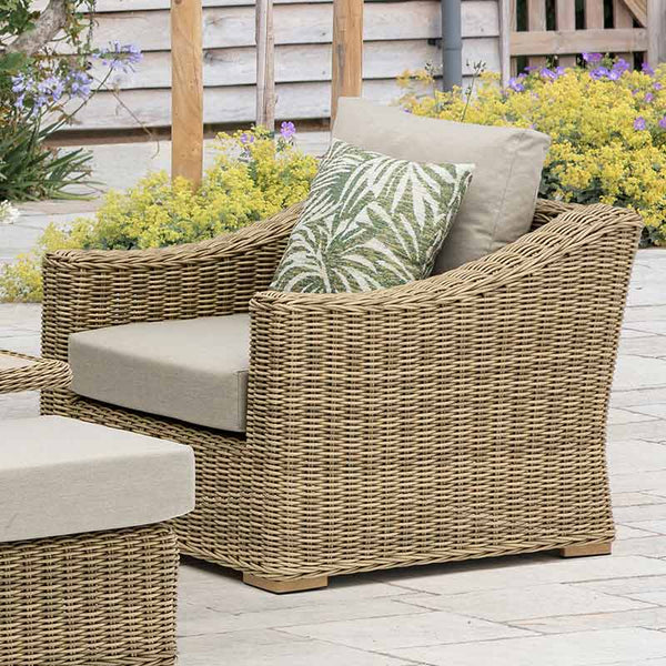Bramblecrest Fairford L-Shaped Modular Sofa Set in Walnut Rattan with Piston Adjustable Table, Bench &amp; Sofa Chair image 8