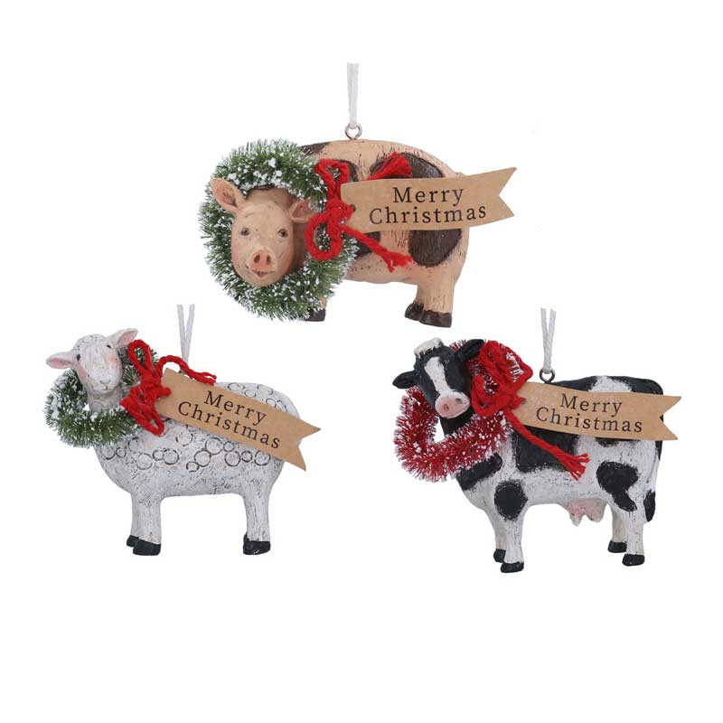 Gisela Graham Resin Farm Animal with Wreath (Assorted Designs) image 0
