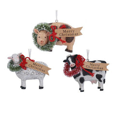 Gisela Graham Resin Farm Animal with Wreath (Assorted Designs) image 0